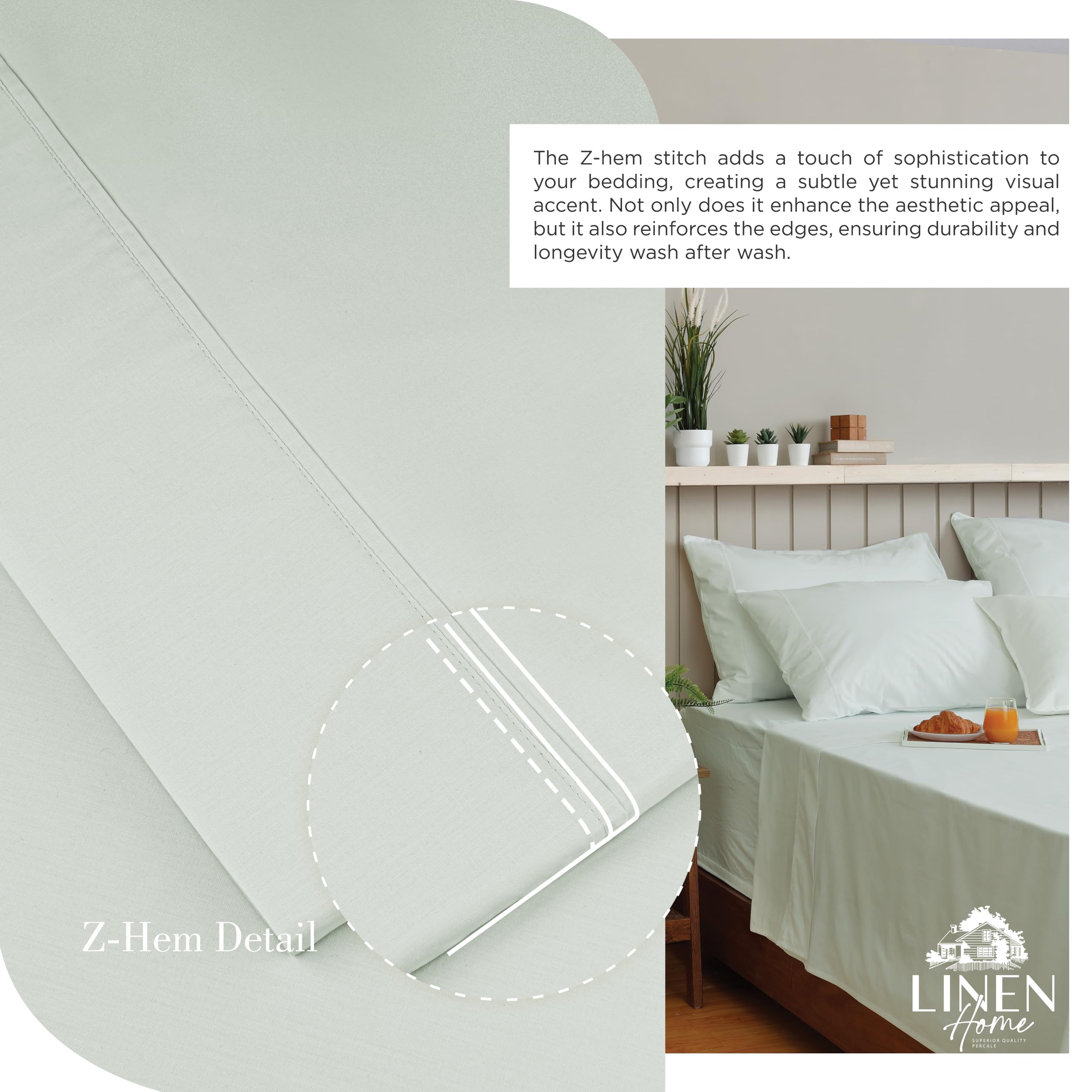 Linen Home 4-piece sheet set with pillowcases in dove grey