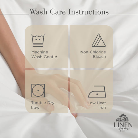 Bed setup with Linen Home sheets for a cool, tidy sleep surface.