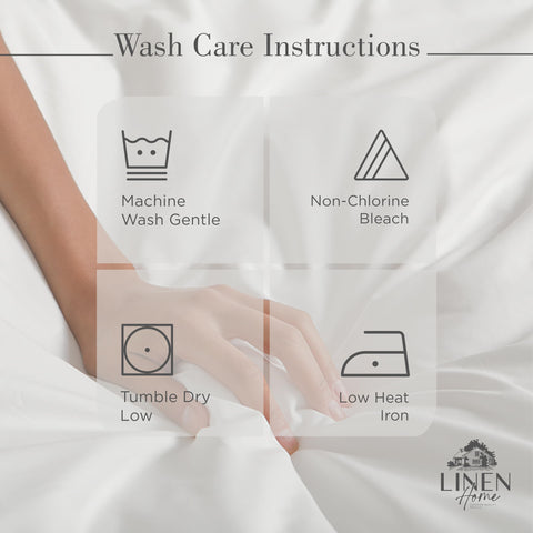 Linen Home bed setup with crisp sheets for cool, refreshing sleep