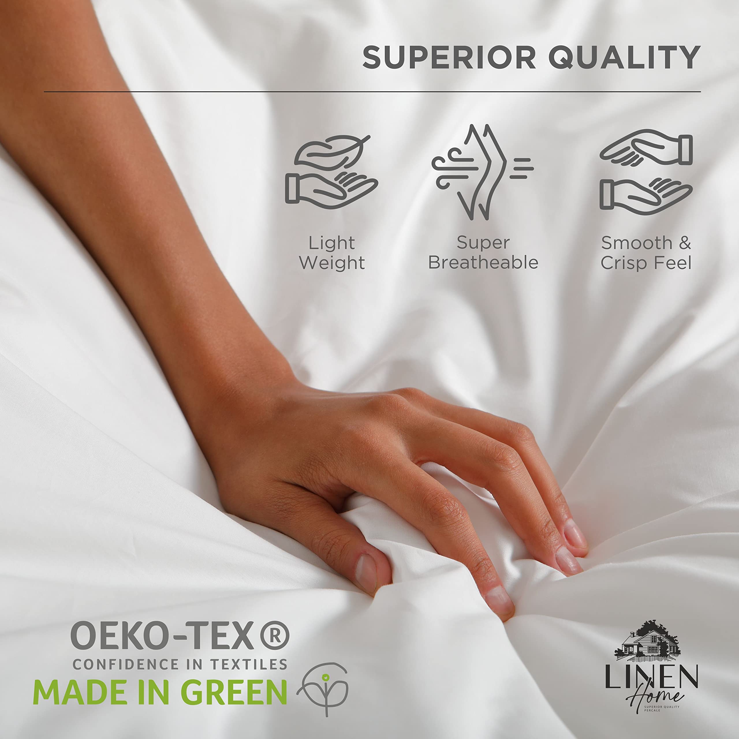 Linen Home close-up of breathable, low-shrinkage bedding