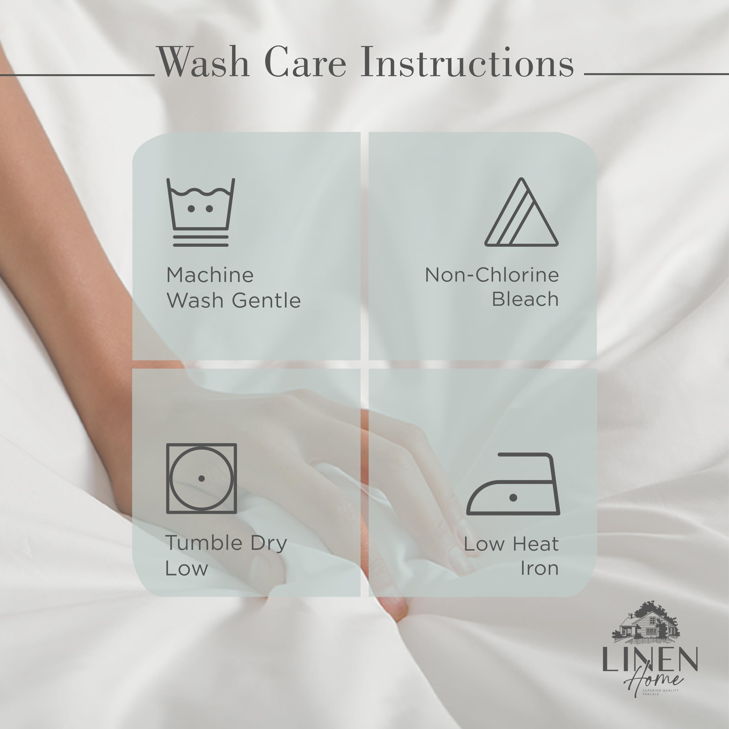 Linen Home crisp percale fabric texture highlights durable cotton weave
