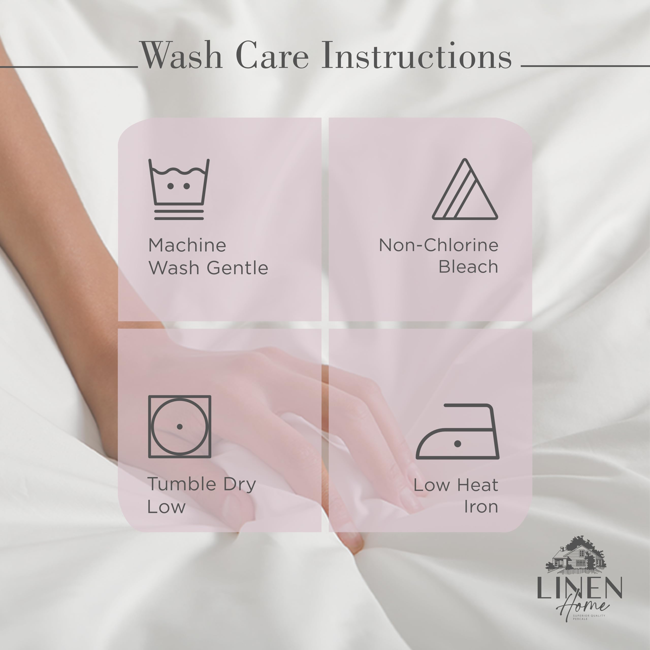 Linen Home crisp sheets ready for machine wash and long-lasting softness