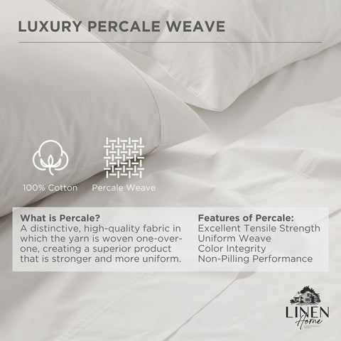 Linen Home deep-pocket elastic edge ensures a secure king bed fit