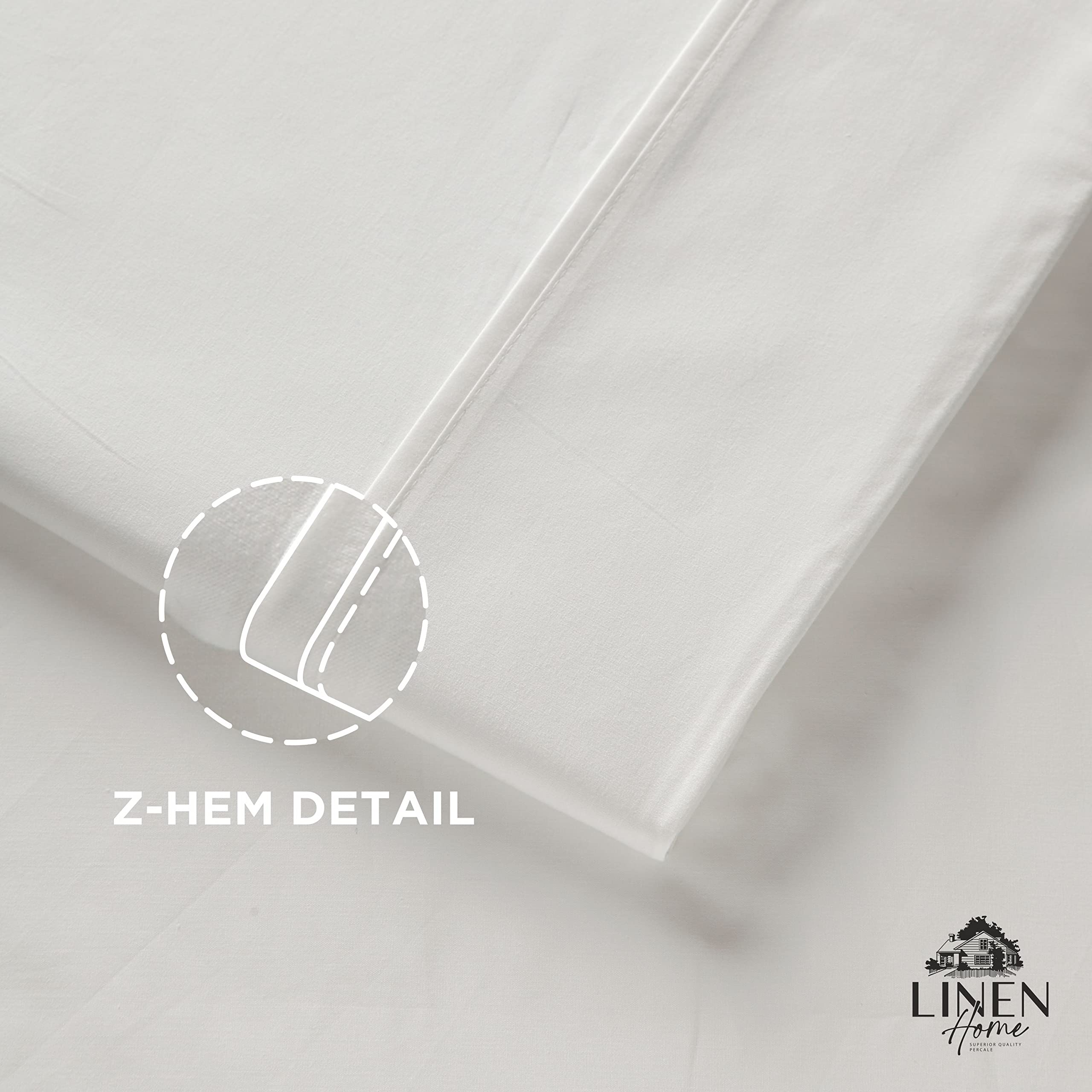 Linen Home king flat sheet with elegant z-hem stitch detail