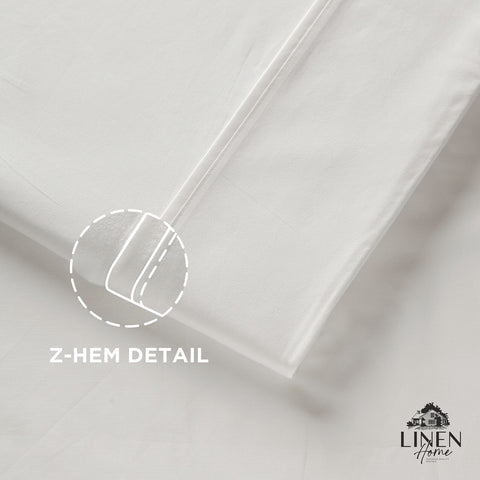 Linen Home king flat sheet with elegant z-hem stitch detail