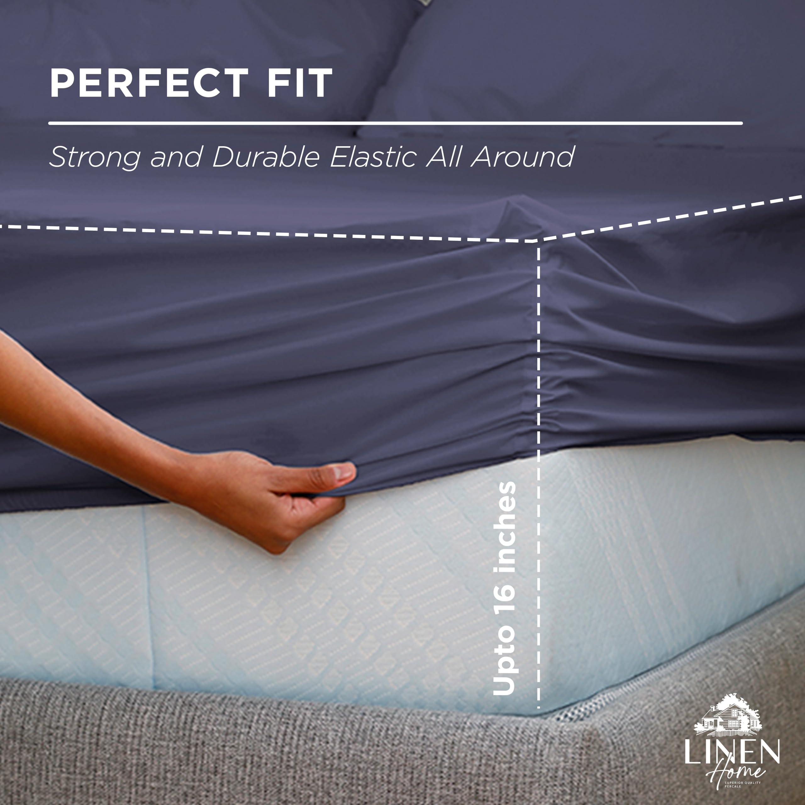 Linen Home long-staple cotton percale 200tc delivers lasting crispness.
