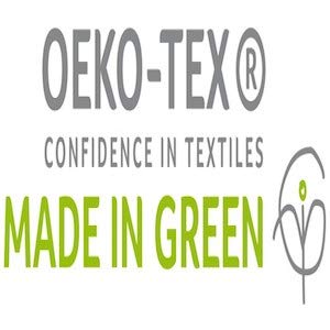 Linen Home Made in Green certification label on packaging