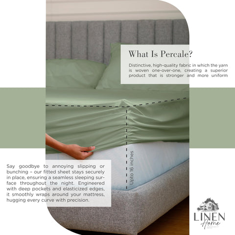 Linen Home closeup of 200TC percale weave—durable fabric with lasting color.