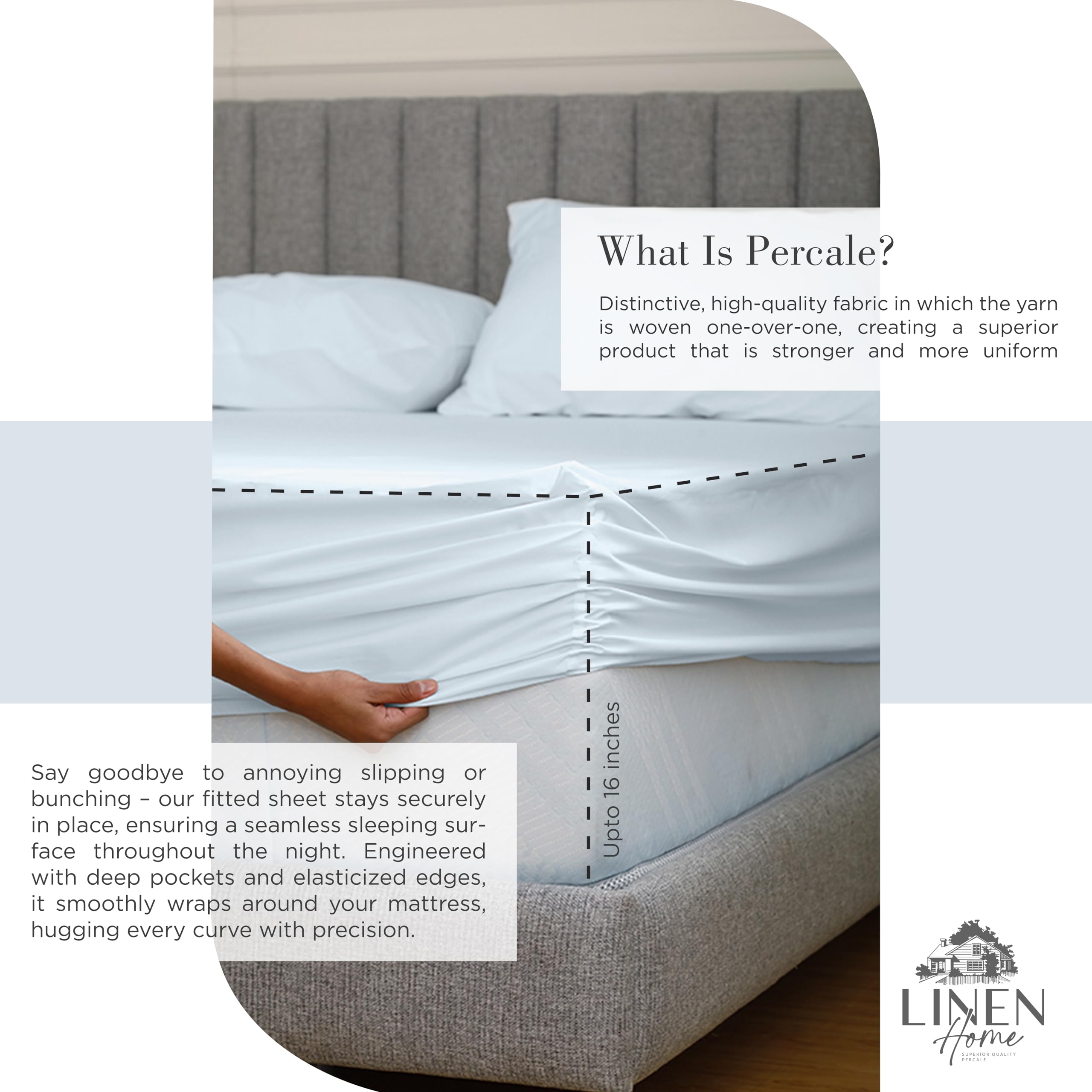 Linen Home fabric close-up shows long-staple cotton for durability and crispness
