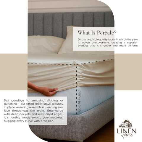 Close-up of Linen Home percale weave showing tight, durable fabric finish.