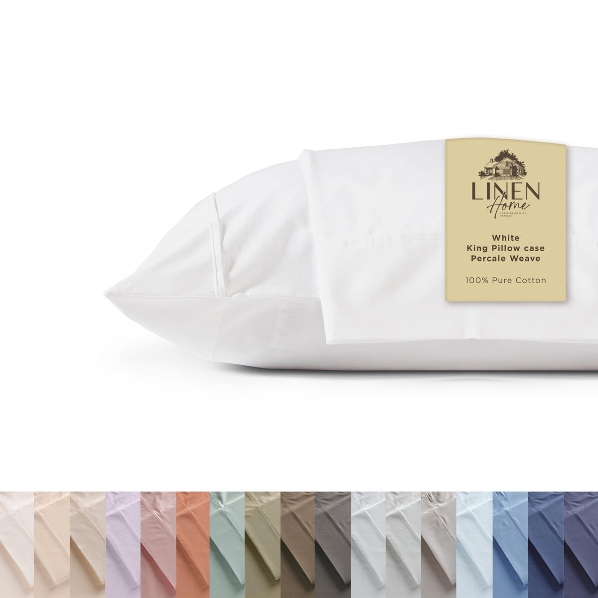 Linen Home king pillowcase set in white, 20x40, hotel-like crisp sleep