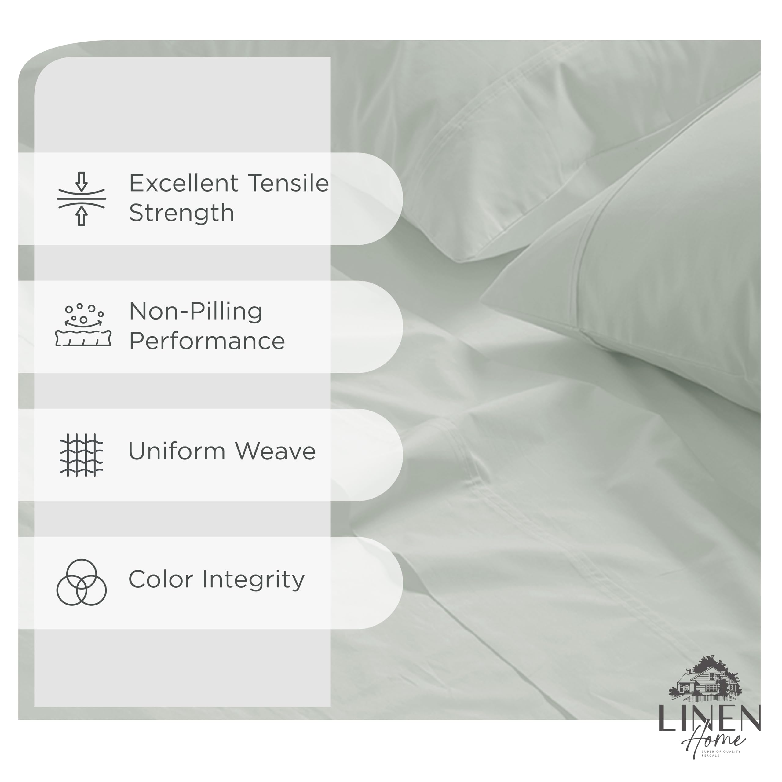 Linen Home percale queen fitted deep-pocket sheet on mattress up to 16 inches
