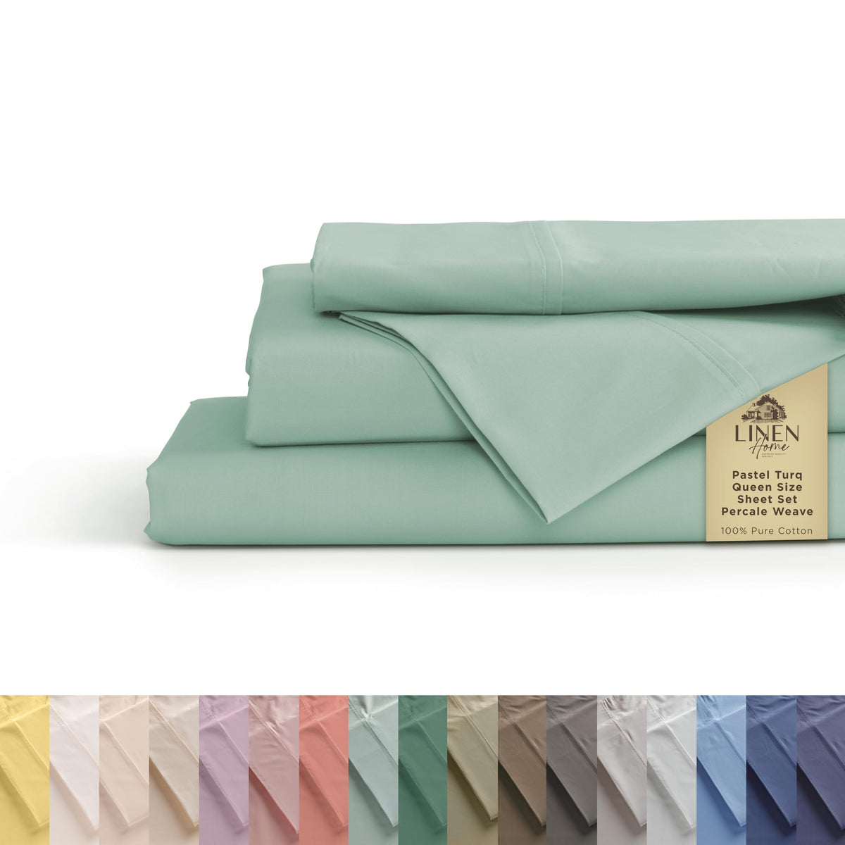 Linen Home queen flat sheet in crisp percale for cool sleep