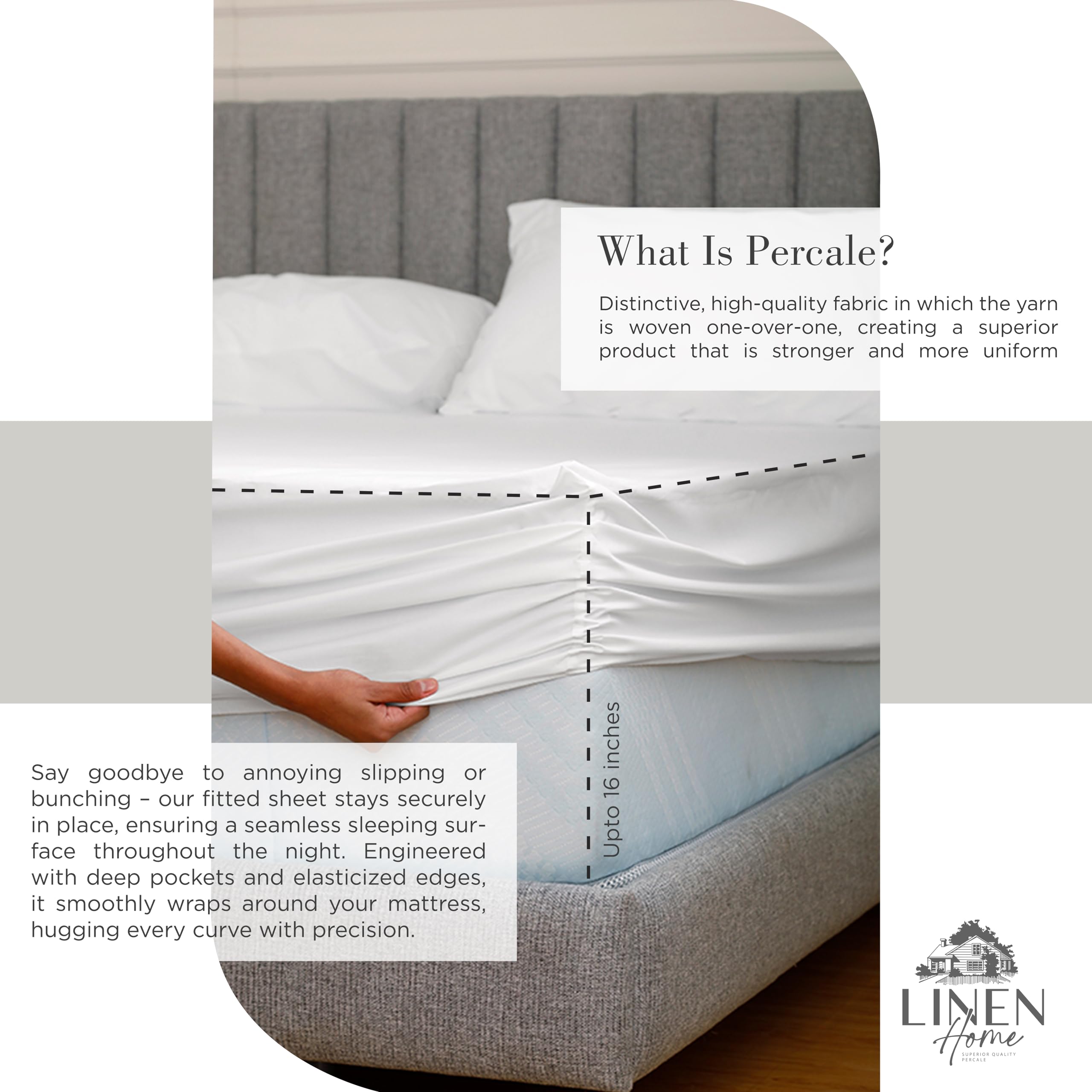 Linen Home percale weave closeup showing crisp texture and durability