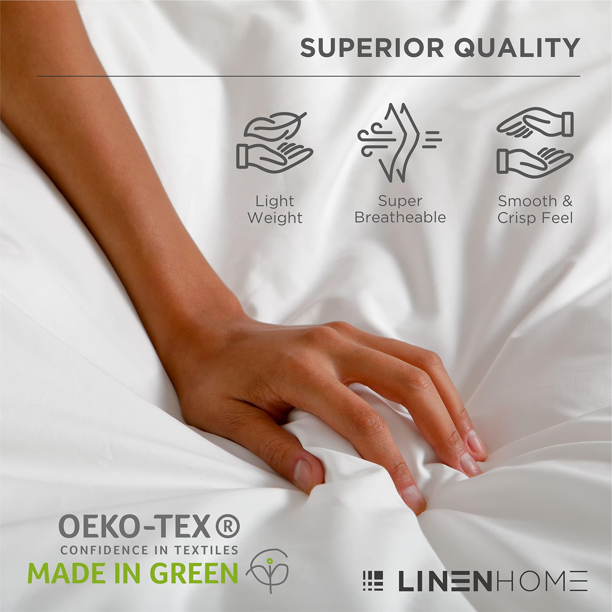 Linen Home precision-hem highlights durable stitching and neat edges.