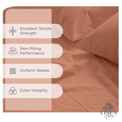 Linen Home queen flat-sheet-90x102 showcases premium percale weave and lasting freshness.