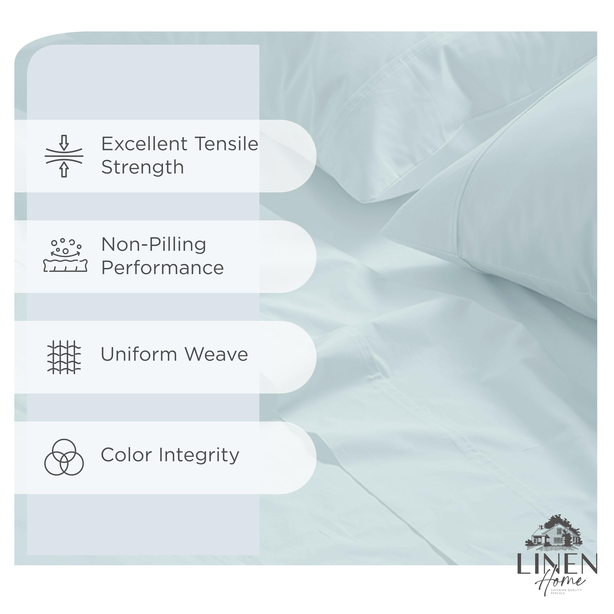 Linen Home queen percale deep-pocket fitted sheet fits up to 16 inches for secure night-time fit