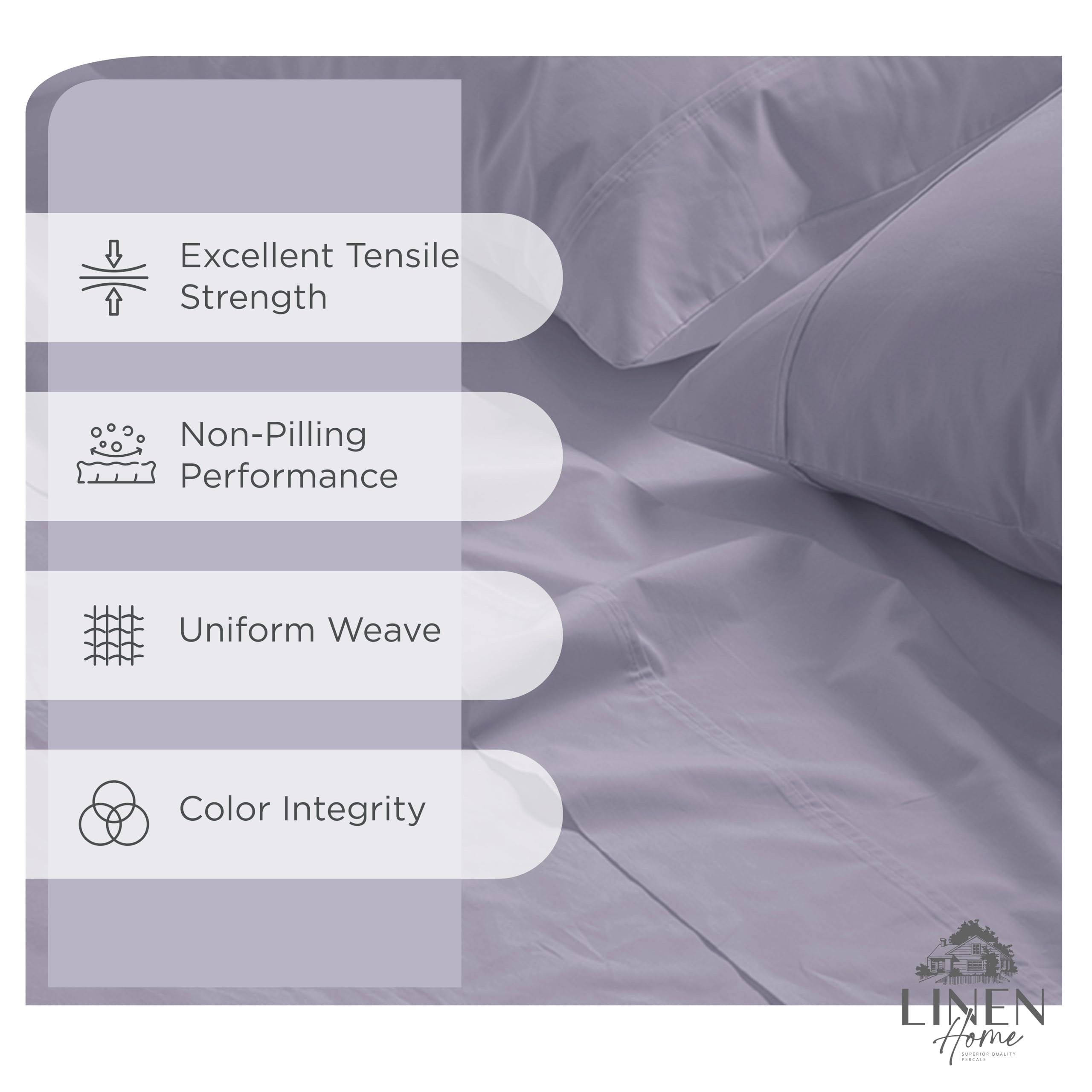 Linen Home Queen Percale close-up reveals tight cotton weave for durability