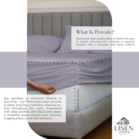 Linen Home Queen Percale fitted sheet with 16-inch pocket for deep mattresses