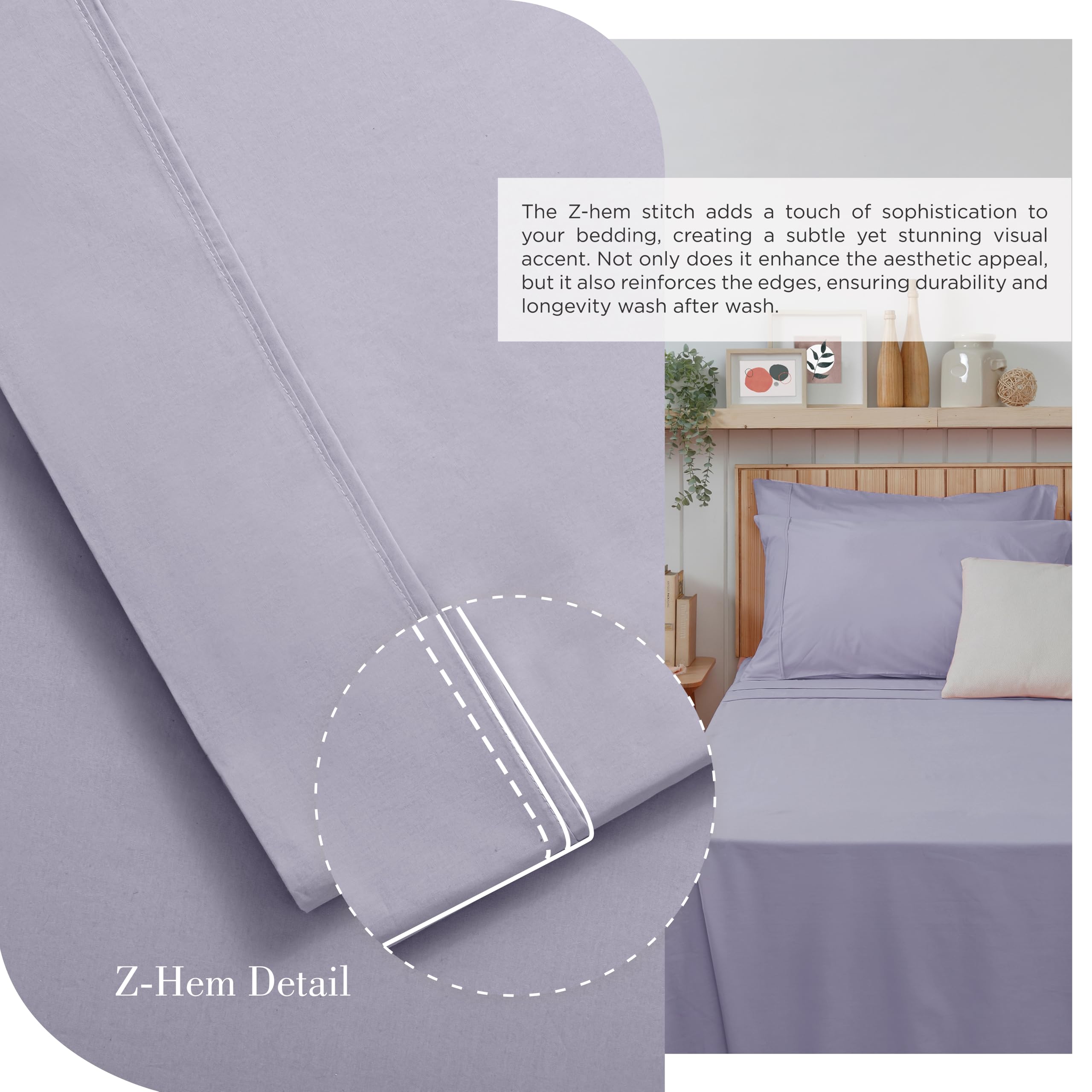 Linen Home Queen Percale flat sheet display highlights generous size and crisp finish