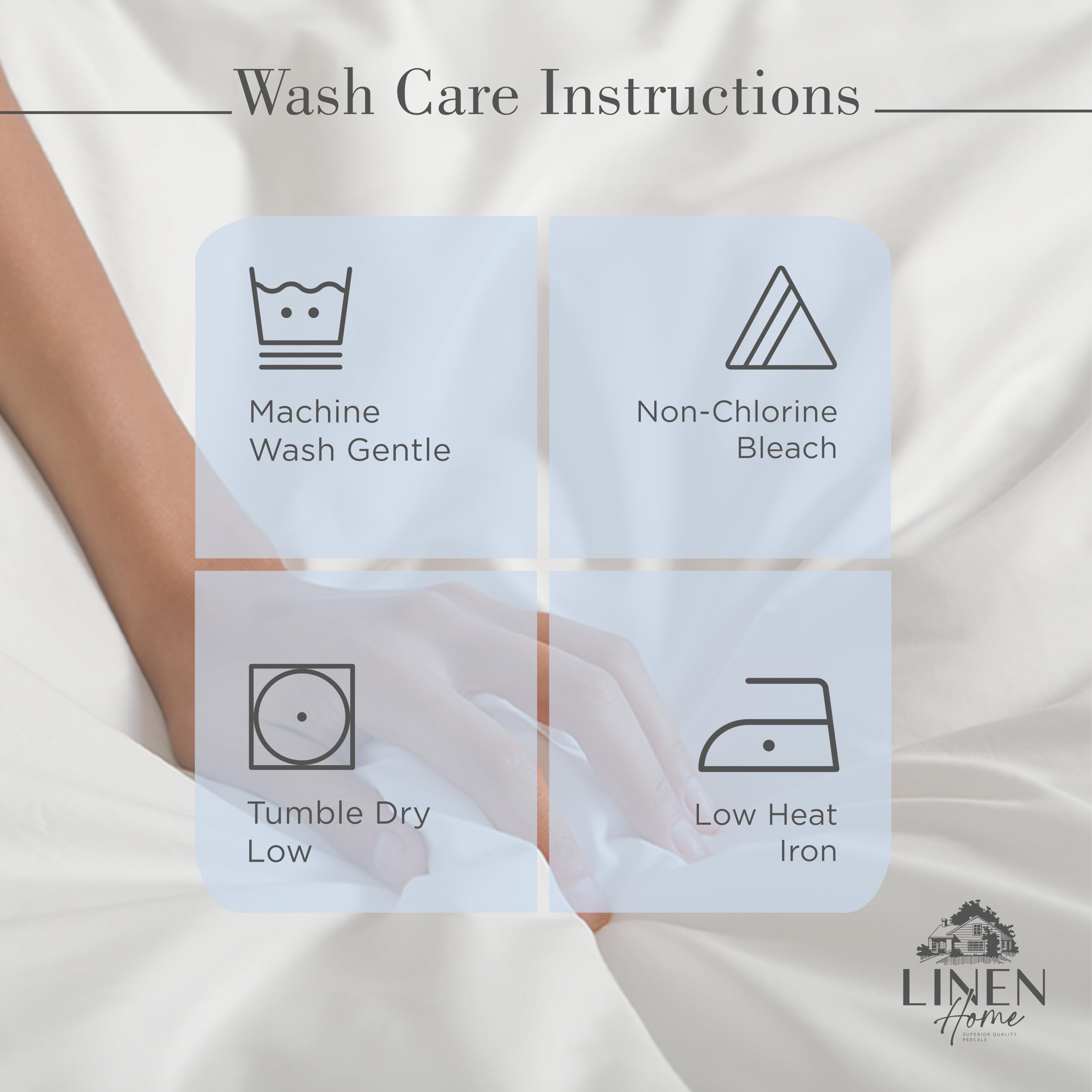 Linen Home queen-size percale sheets layout highlights generous flat sheet.