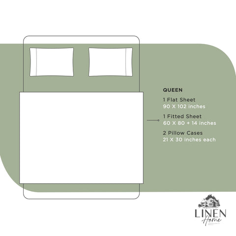 Linen Home queen-size sheet set—complete 4-piece bedding for easy refresh.