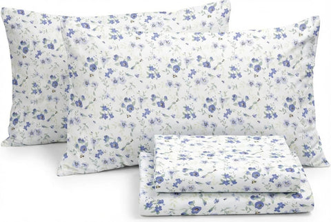 Linen Market blossoms light blue flatlay showing breathable, cooling sleep