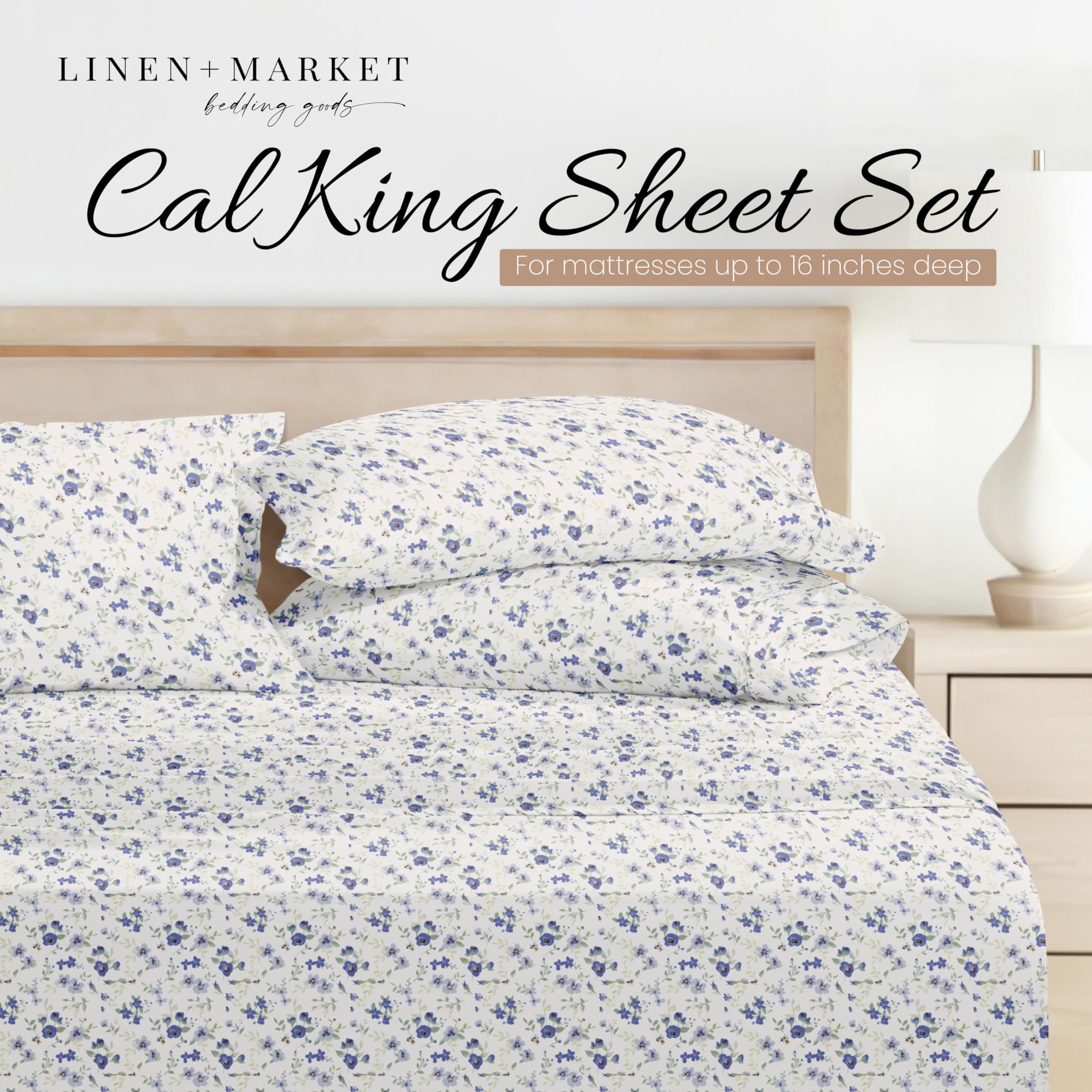 Linen Market california-king sheets with 16-inch pockets provide a secure fit