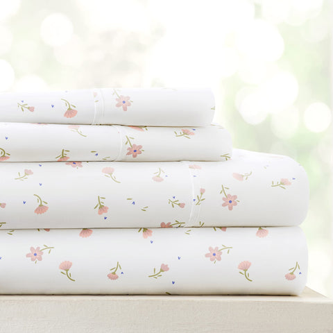 Linen Market double-brushed microfiber twin sheet set folded showing plush softness and easy care