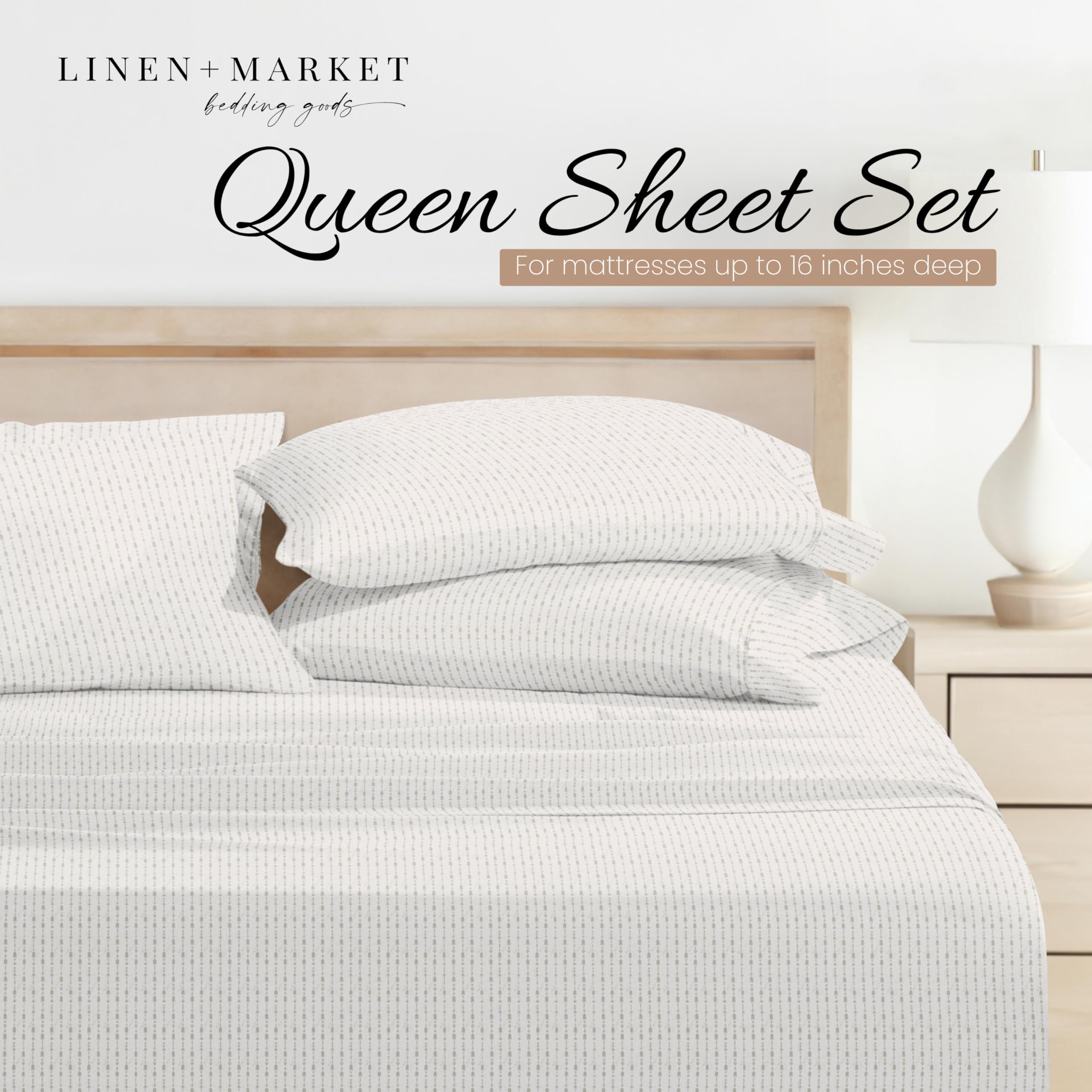 Linen Market microfiber queen sheet set flat sheet and pillowcases ready for cozy nights