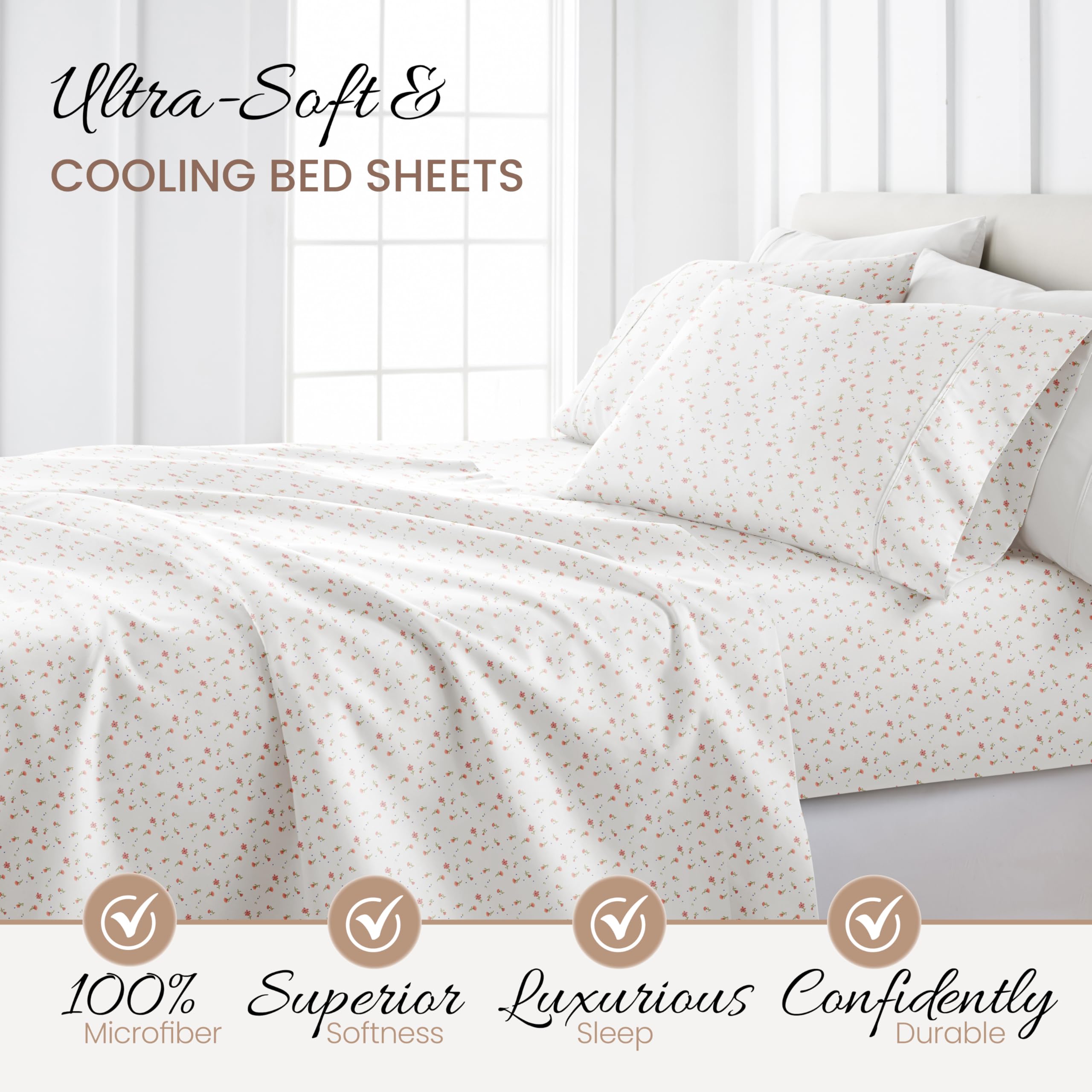 Linen Market soft floral pink pattern close-up adds elegant bedding style to any room.