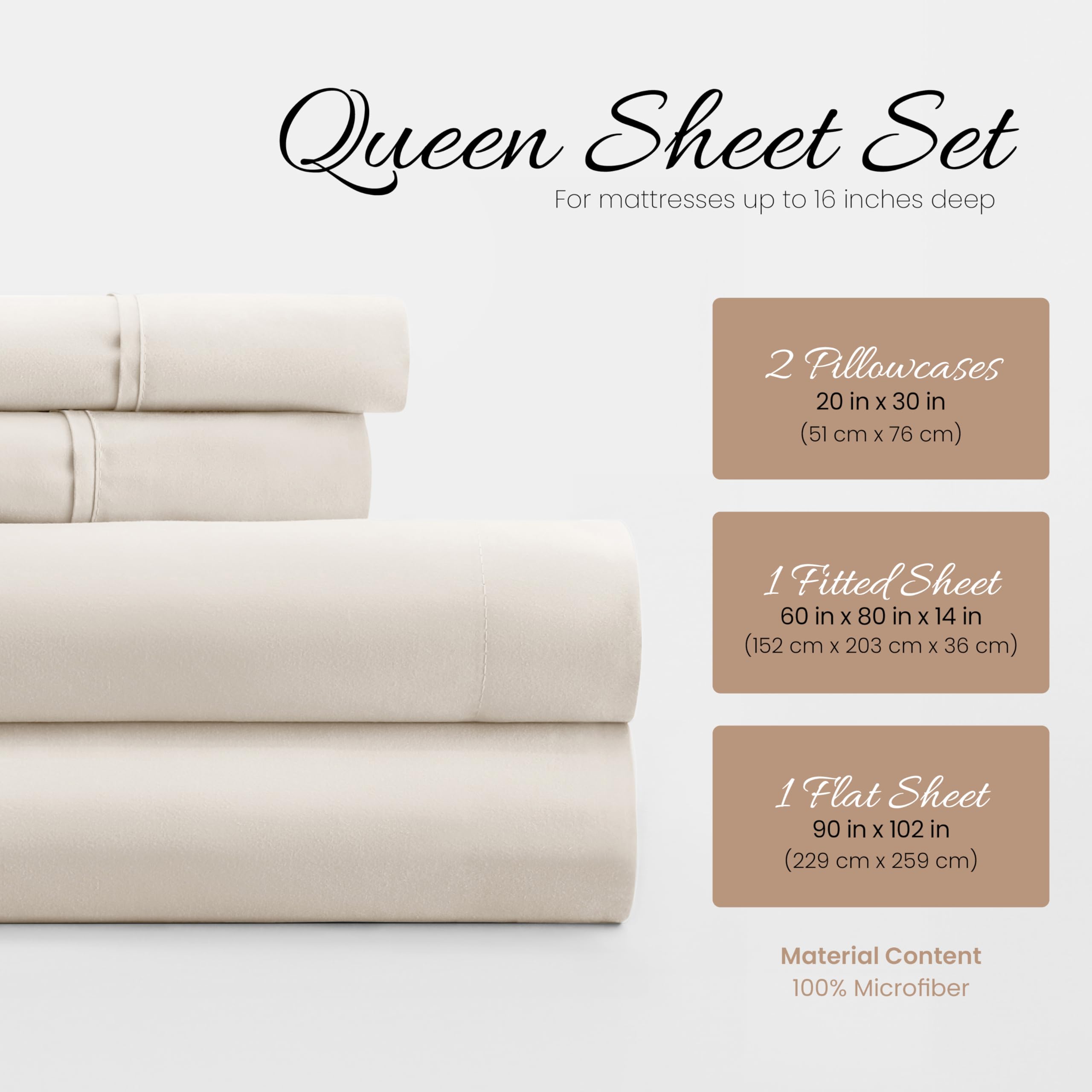 Linen Market queen sheet set ivory folded with stitching closeup demonstrates durable construction