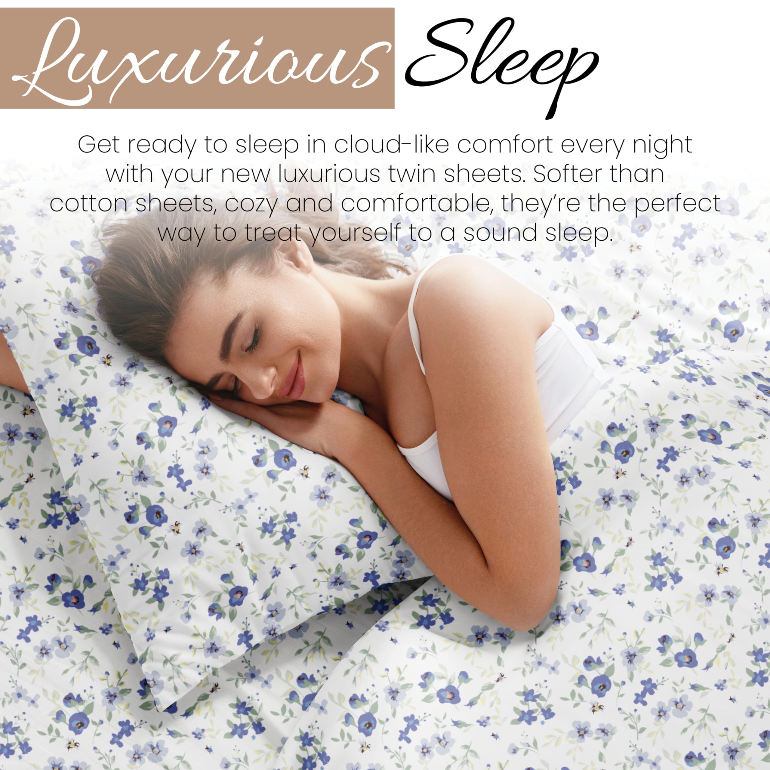 Light blue floral Linen Market bedding brightens bedrooms with calm mood
