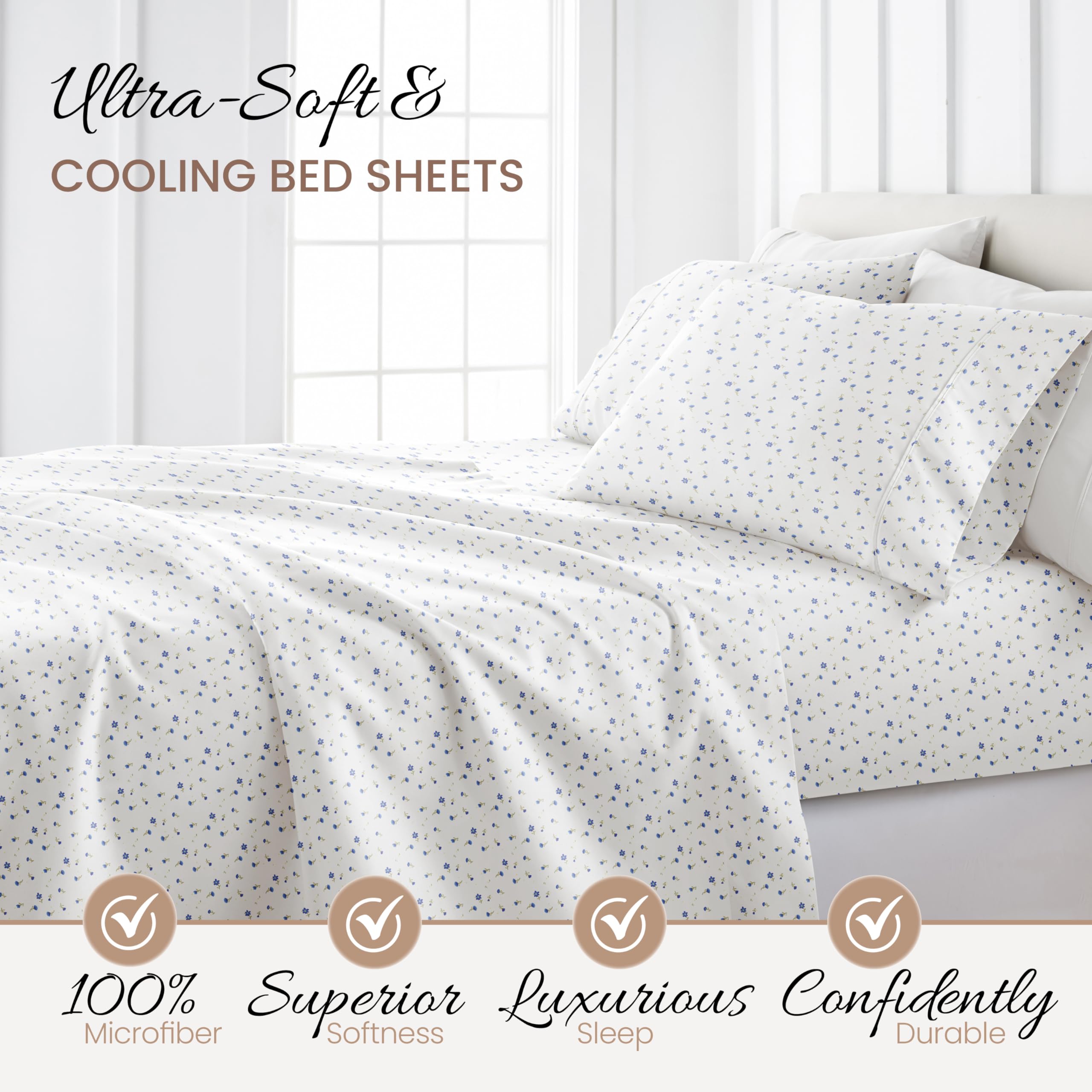 Linen Market wrinkle-free microfiber sheets keep lines smooth and beds looking tidy