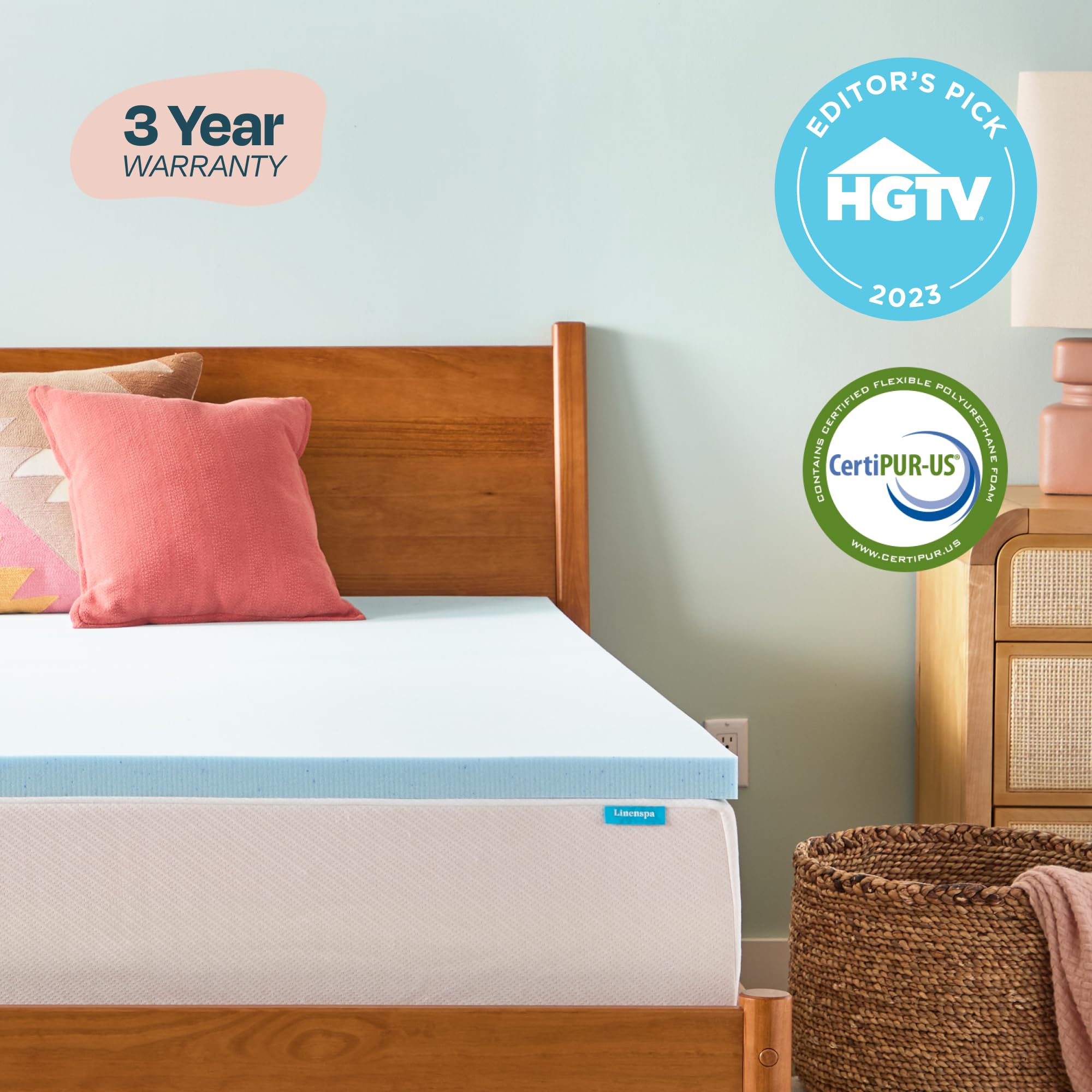 Linenspa topper fits standard bed sizes for versatile use.