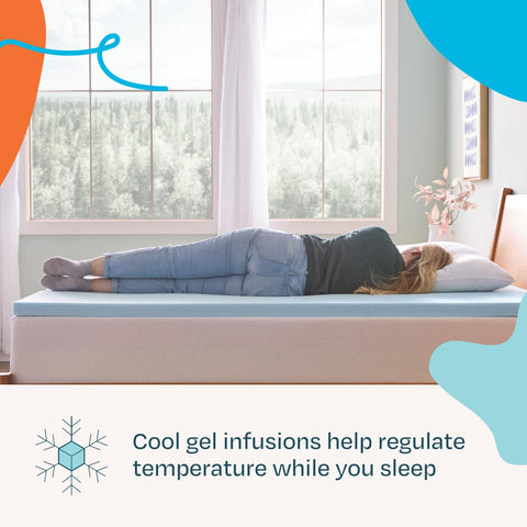 Linenspa memory foam topper close-up shows cooling gel-infused comfort.