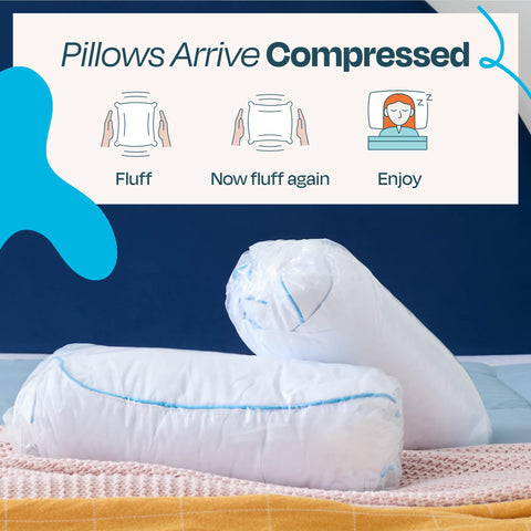 Linenspa pillow in bed setting ideal for side sleepers.