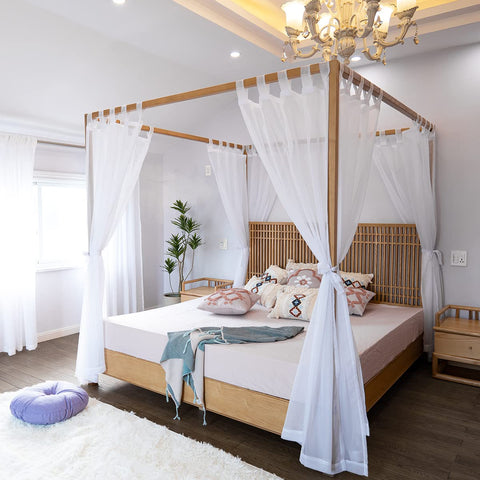 Linentalks full size canopy curtains enhance light diffusion and privacy.