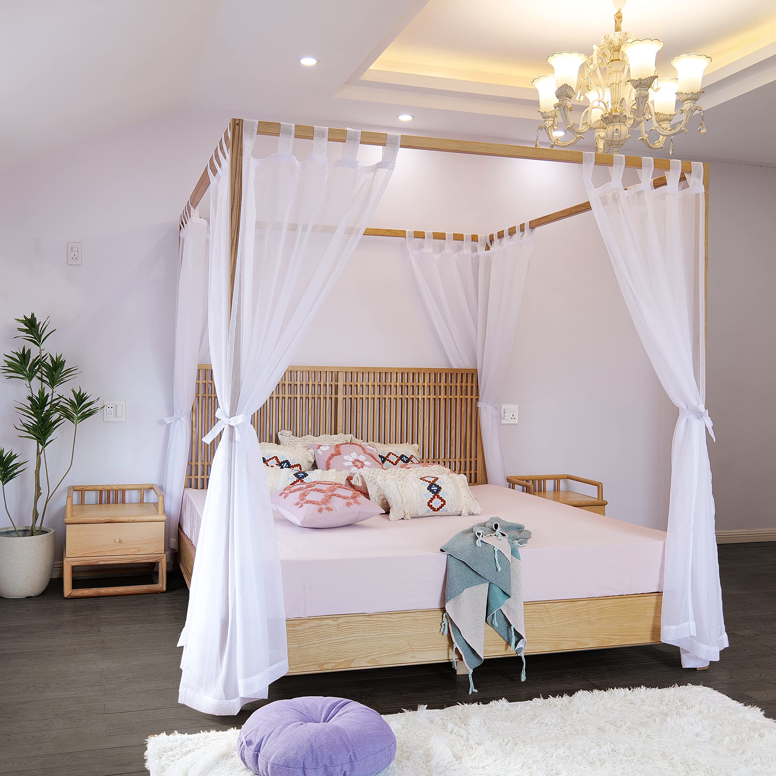 Linentalks twin canopy curtains add breathable, elegant style.