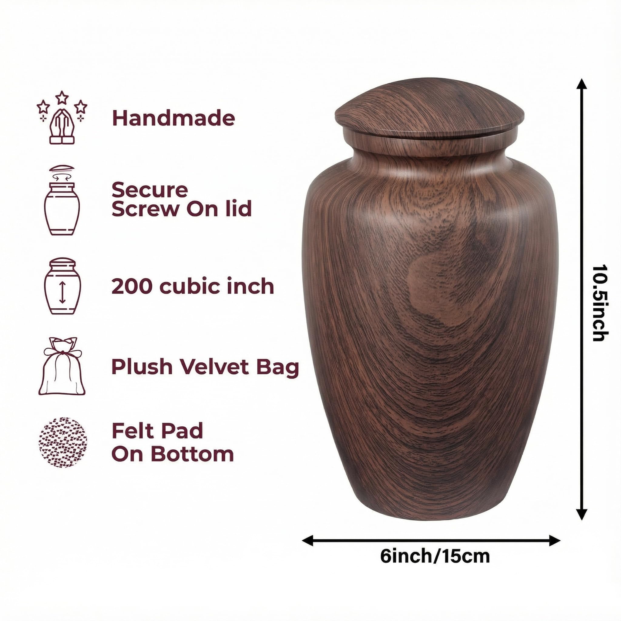 LINES ARTE urn with threaded lid provides a secure seal for ashes.