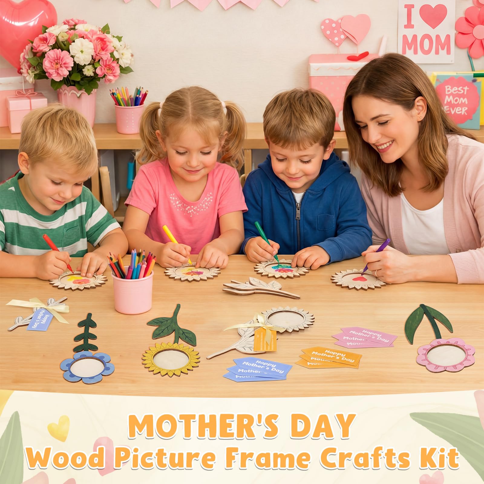 Lineshading coloring on wood frame demonstrates creative customization.