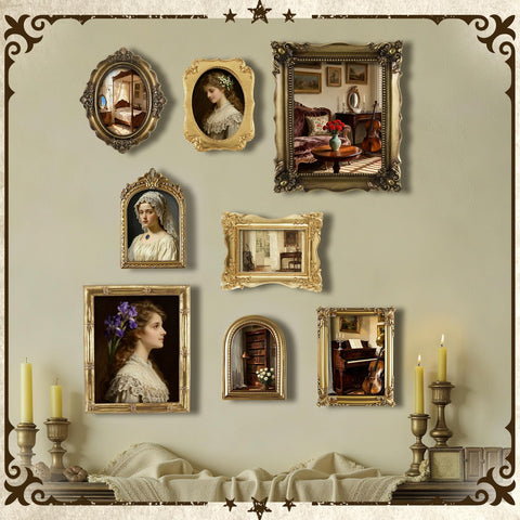Lineshading gold vintage 4x6 frame closeup reveals classic Baroque details.