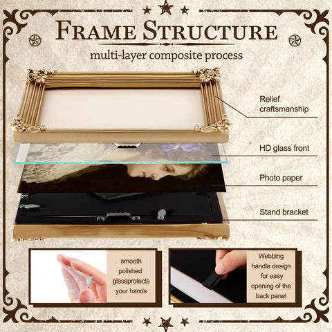 Lineshading gold vintage 5x7 frame collection for compact gallery displays.