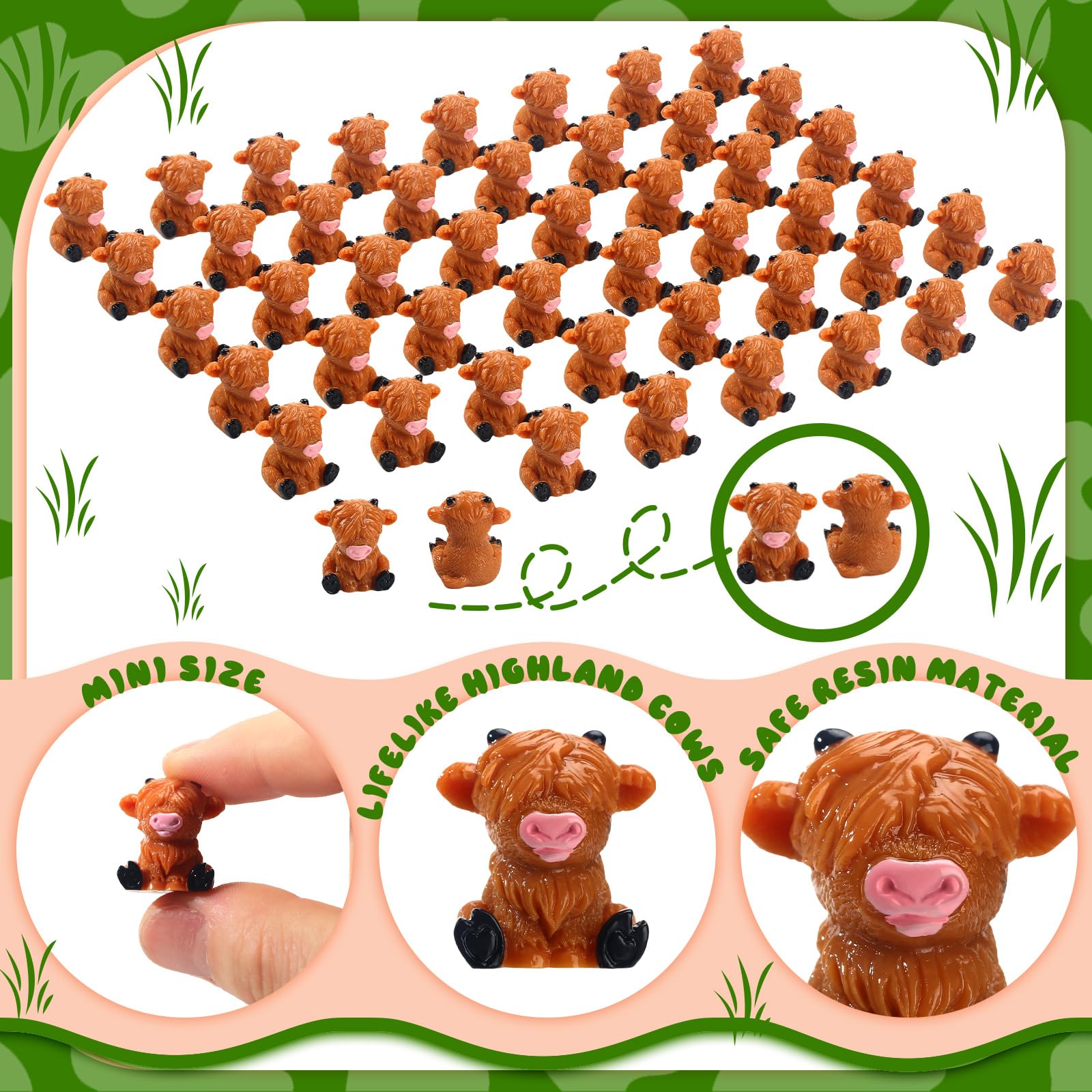 Lineshading Highland cow miniatures provide detailed texture for charming displays