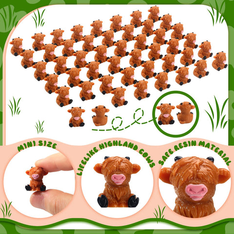 Lineshading Highland cow miniatures provide detailed texture for charming displays