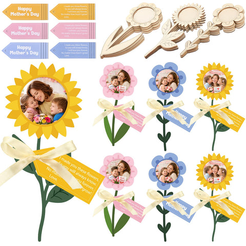 Lineshading wood flower frame 8in, ideal for family photos.