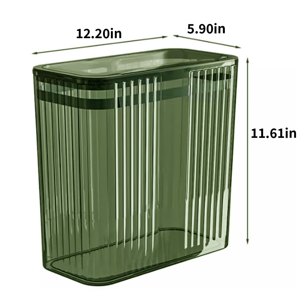 Lingerlanden press-top lid in action for quick, odor-reducing waste disposal.