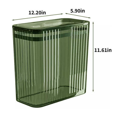Lingerlanden press-top lid in action for quick, odor-reducing waste disposal.