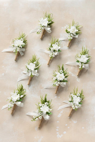 Ling's Moment artificial flowers detail on boutonniere for formal events
