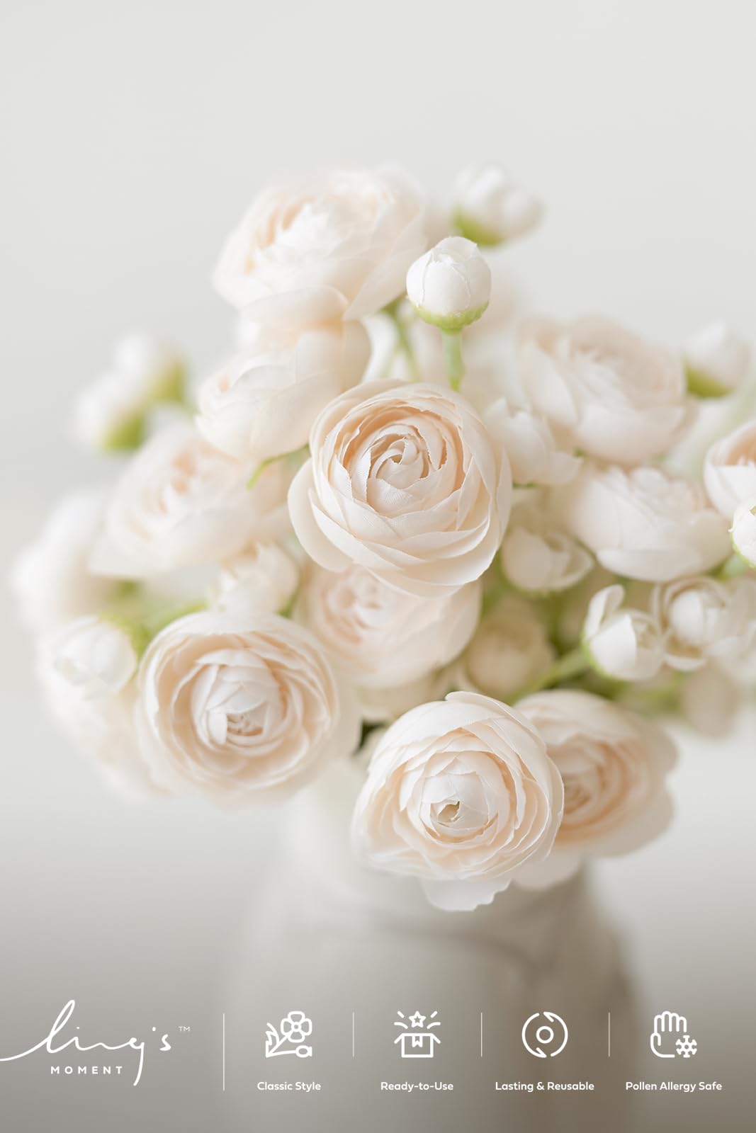 Ling's Moment cream ranunculus stem assembly for versatile wedding decor